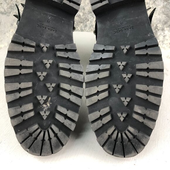 Zara Women's EU 39 Basic Collection Black Pearl Studded Lace-Up Combat Boots - Picture 13 of 15